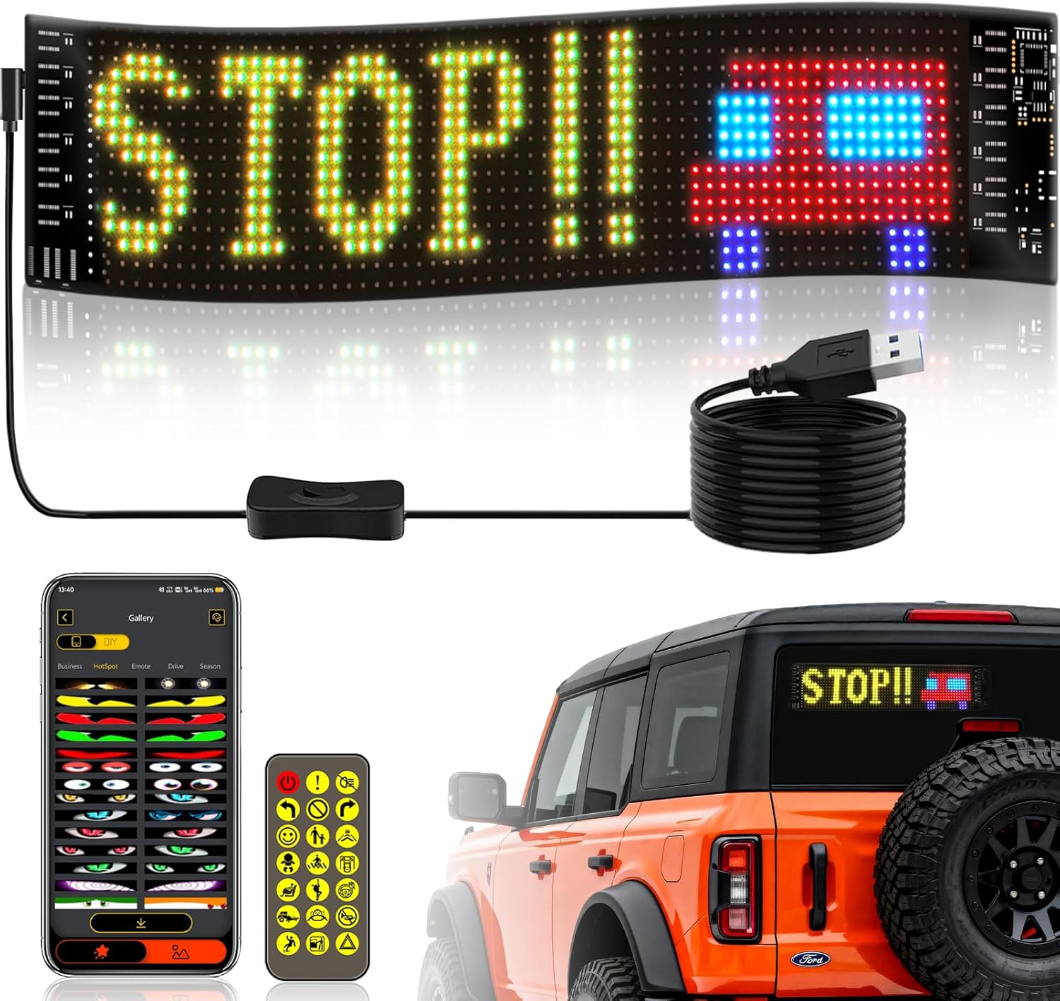 Car Led Light - Insegna LED per Auto, Pannello a